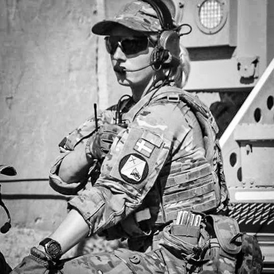 Af informations - og presseofficer ved Resolute Support Mission hold 3. Billedet er taget under udsendelsen.